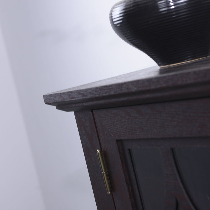 Modern Sideboard With Tempered Glass Doors - Ox Blood Red