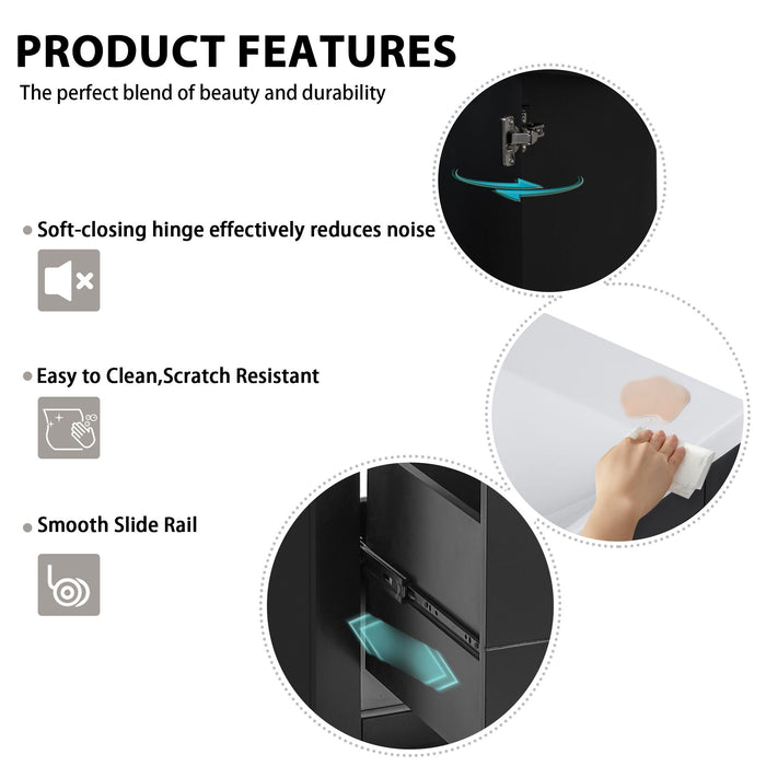 Bathroom Vanity With Sink Combo, Storage Cabinet, Freestanding Set With 3 Drawers & Soft Closing Doors