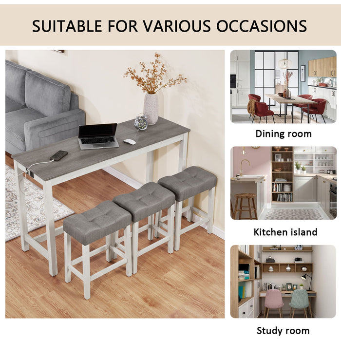 4 Piece Bar Table Set With Power Outlet