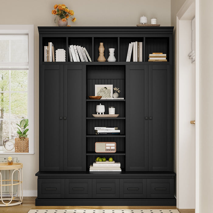 Hall Tree & Bench And 5 Storage Cubbies