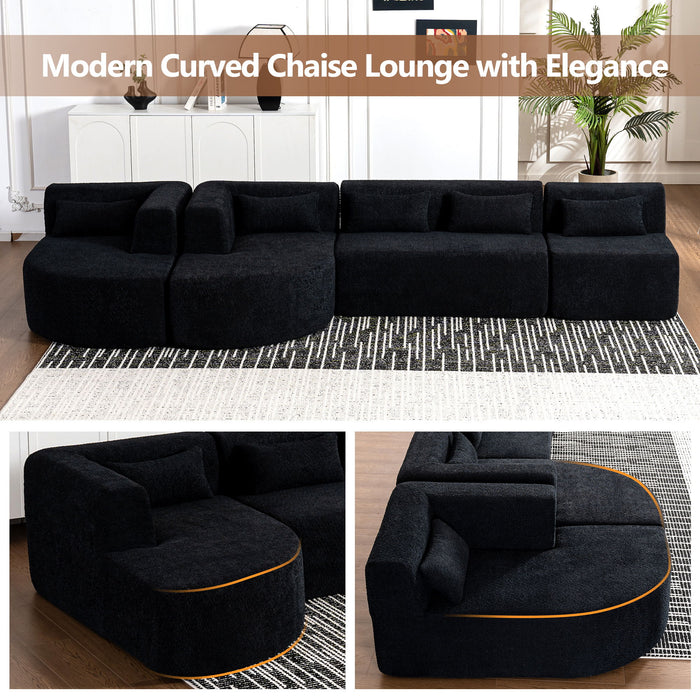 Upholstered Sofa Free Combined Sofa Couch With 2 Chaise Lounge And Five Back Pillows For Living Room