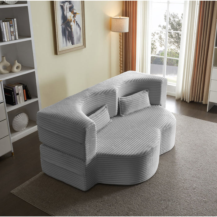 Floor Convertible Sleeper Sofa Bed With 2 Pillows