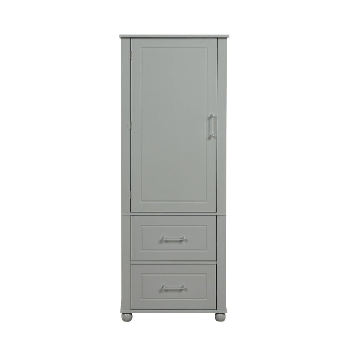 Tall Freestanding Bathroom Storage Cabinet With 2 Drawers And Adjustable Shelf