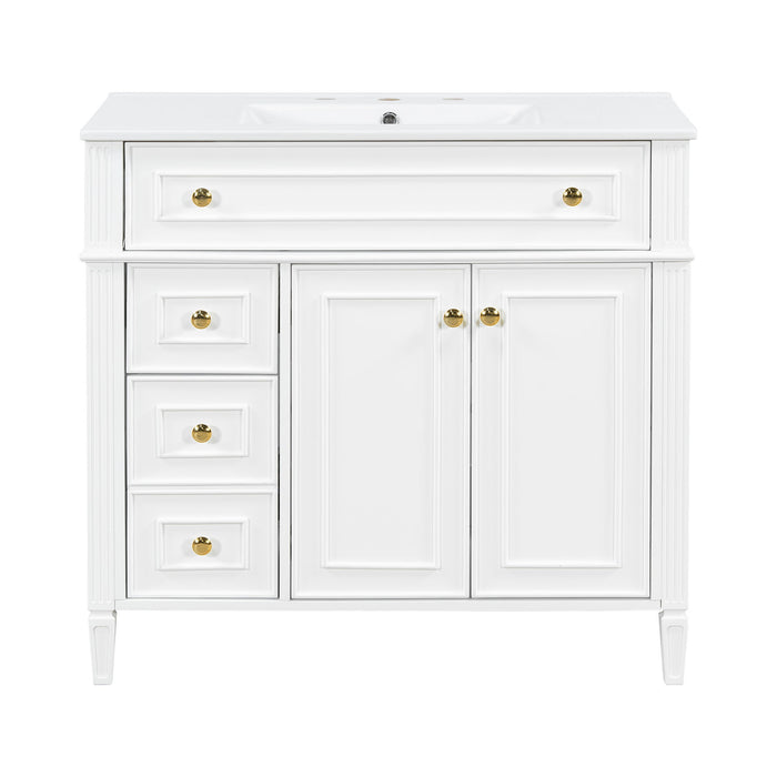 Bathroom Vanity With Sink, 3 Drawers & 2 Doors