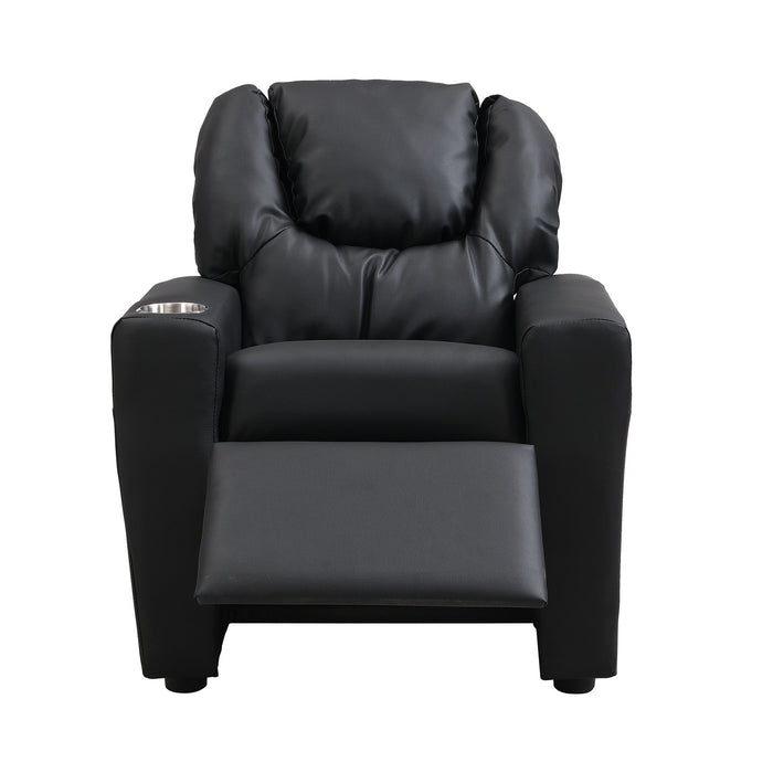 Sally Deluxe Kids Recliner Chair With Cup Holder - Black