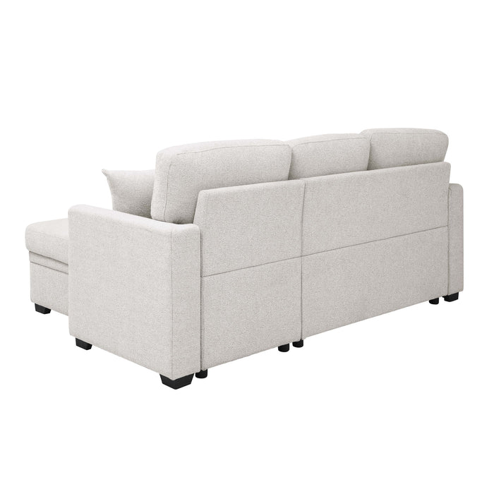 Upholstered Sectional & Pull Out Bed And Chaise Storage - Beige