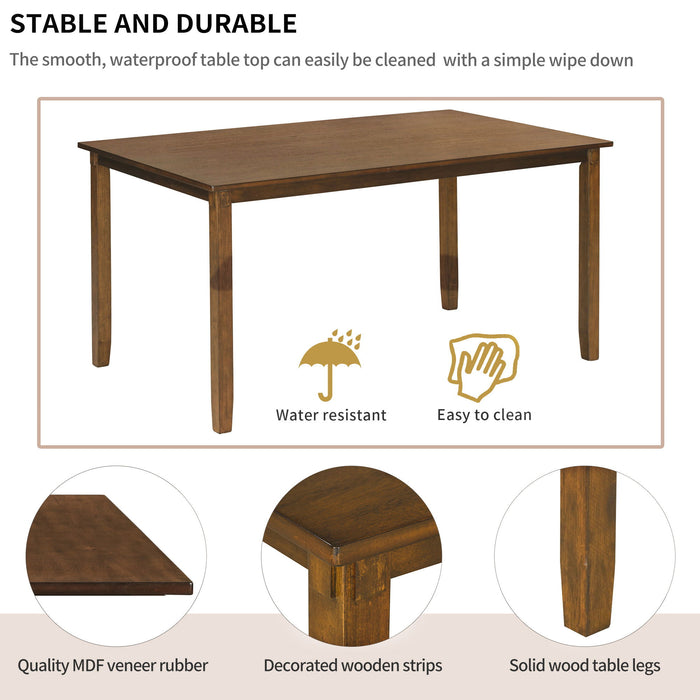 6 Piece Rectangular Dining Table Set With 4 Chairs And Bench