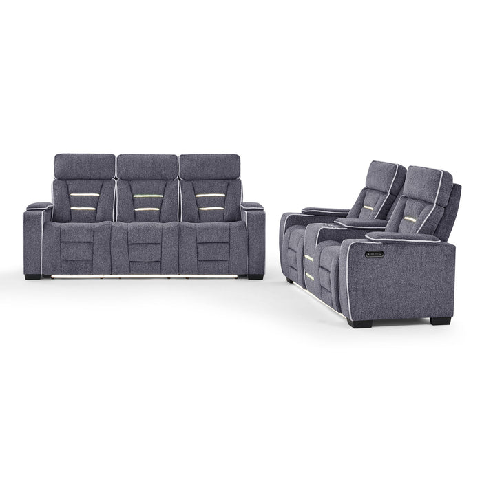 Austin - Console Reclining Loveseat With Storage Arms - Gray