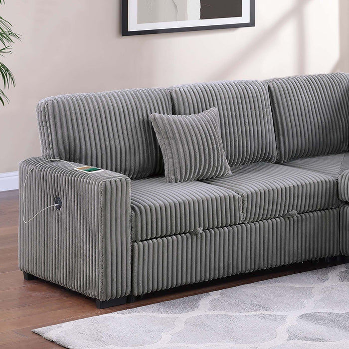 Convertible Sectional Upholstered Sleeper Sofa With Storage Chaise