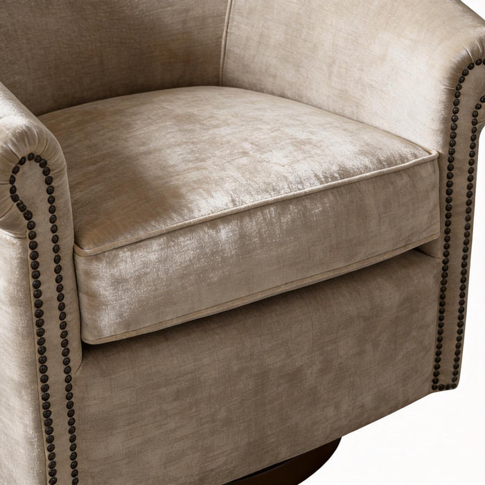 Barrel Swivel Accent Chair, 360 Degree Rotating For Living Room - Sand