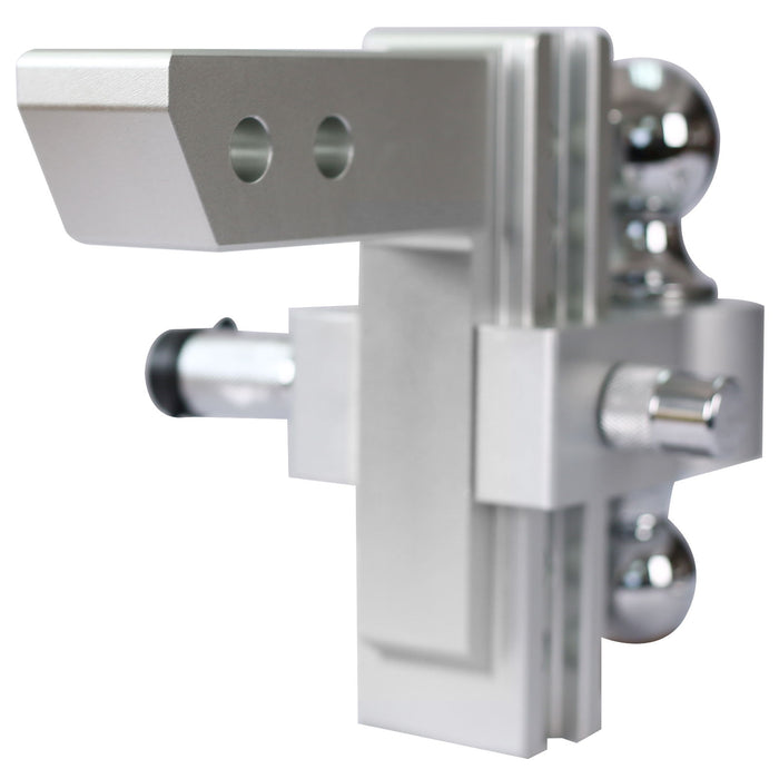 Alu - Adjustable Trailer Drop Hitch With 2" Receiver, 6" Adjustment - Silver