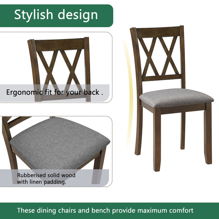 5 Piece Dining Table Set With 4 Chairs - Walnut