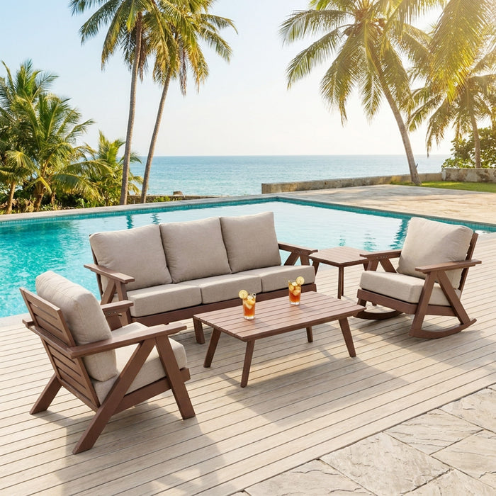 Outdoor Side Table, Wide Tabletop For Patio - Brown
