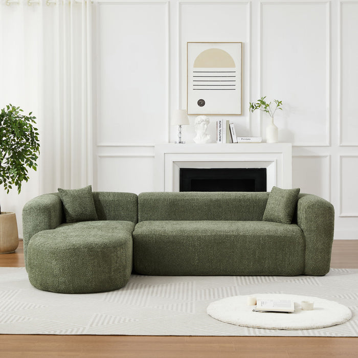 L - Shape Boneless Cloud Couch With 2 Throw Pillows For Living Room
