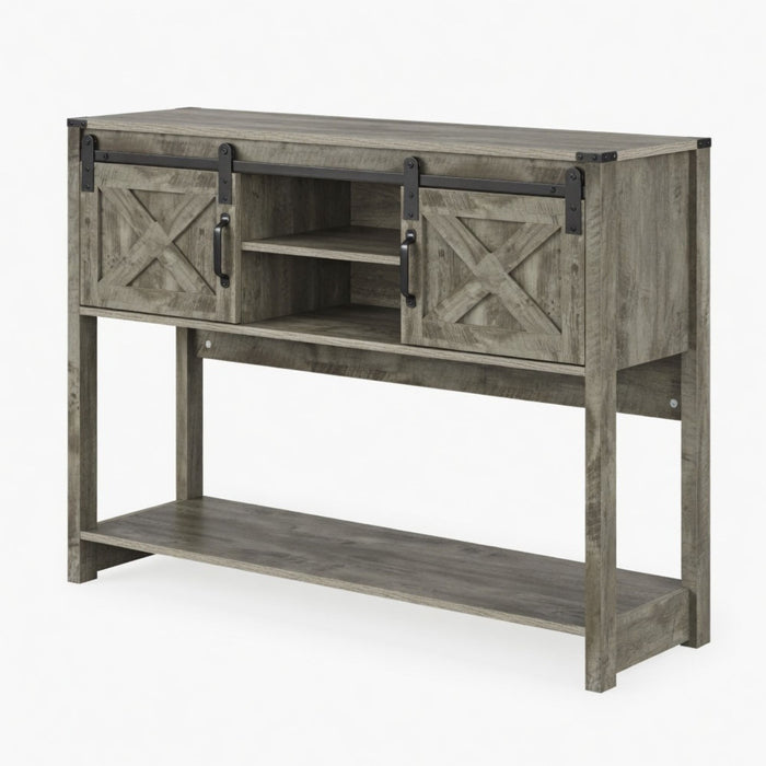 Farmhouse Entryway Table With Sliding Barn Door