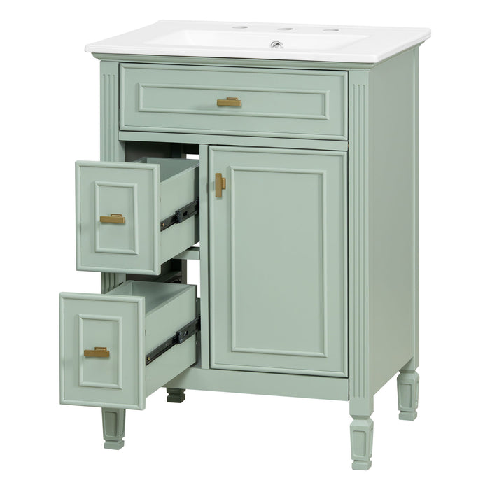 Modern Bathroom Vanity With Sink, Flip Drawer, 2 Drawers, Adjustable Shelf