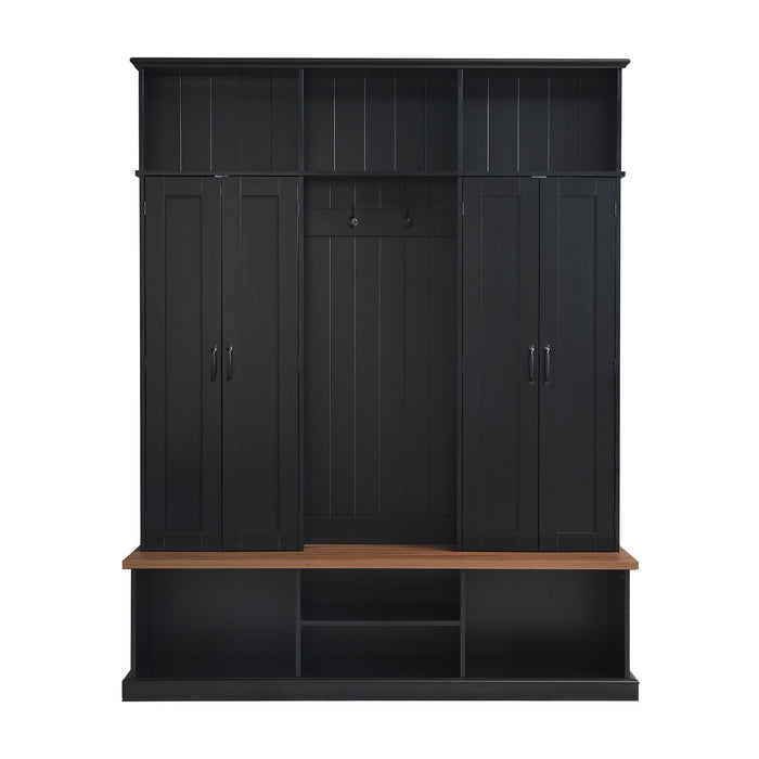 Entryway Hall Tree With Bench, 3 Top Cubbies & Bottom Storage Space