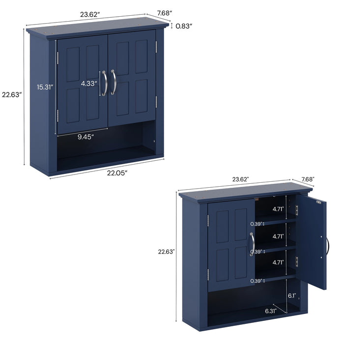 Multi Functional Wall Mounted Cabinet With Adjustable Shelves For Bathroom