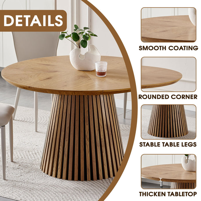 Round Dining Table For Dining Room - Natural Wood