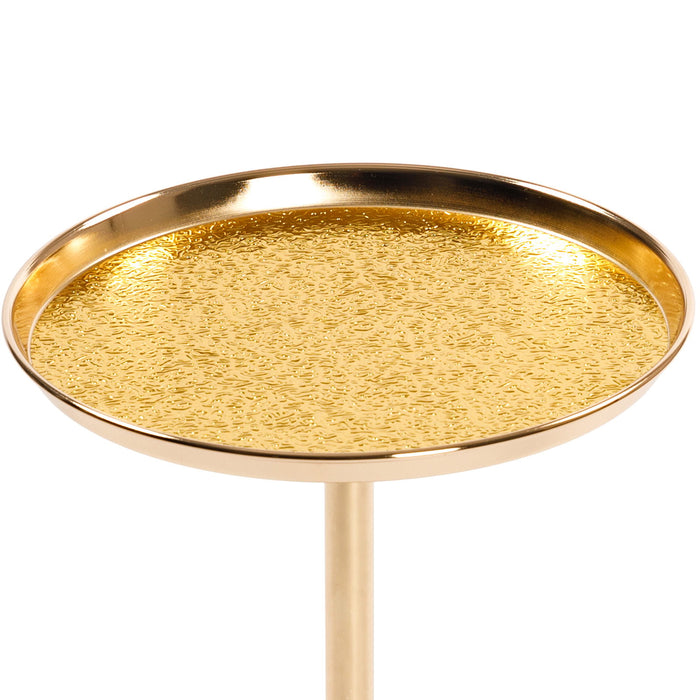 Adjustable Pedestal Side Table For Living Room - Gold / Black