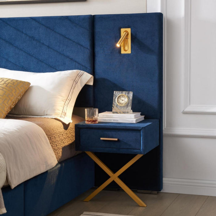 Comfortable Upholstered Bed With Vertical Channel Tufted Wingback Headboard