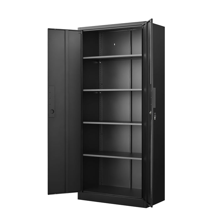 2 Door File Cabinet With Lock, 4 Adjustable Shelves, Heavy-Duty