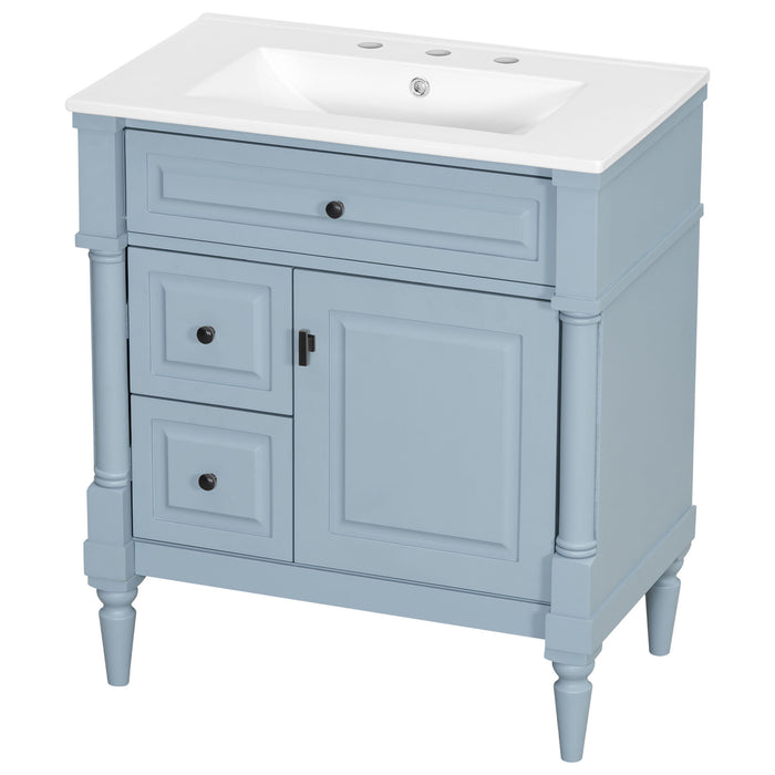 Modern Bathroom Vanity With Sink, Freestanding Cabinet With Flip Drawer & Adjustable Shelf