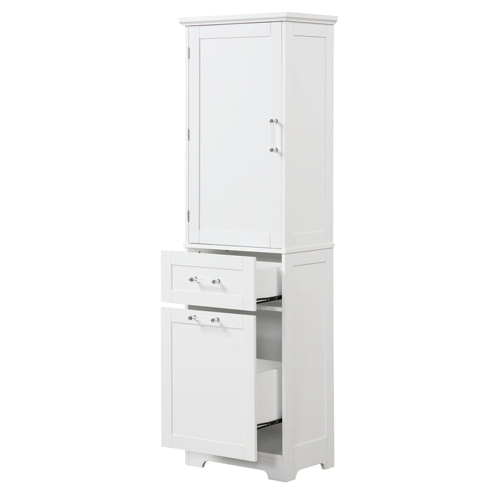 Tall Freestanding Bathroom Storage Cabinet With Adjustable Shelf And 2 Drawers
