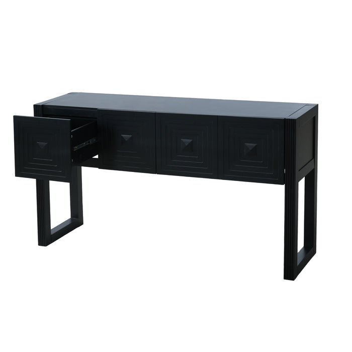 Geometric Carved Console Table With 3 Soft Close Drawers