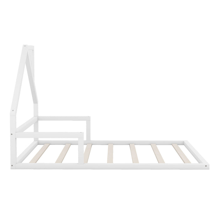 Elegant Floor Bed With House Shaped Headboard