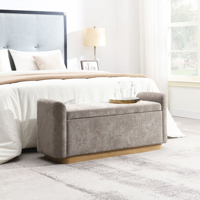 Upholstered Storage Bench With Safety Hinge