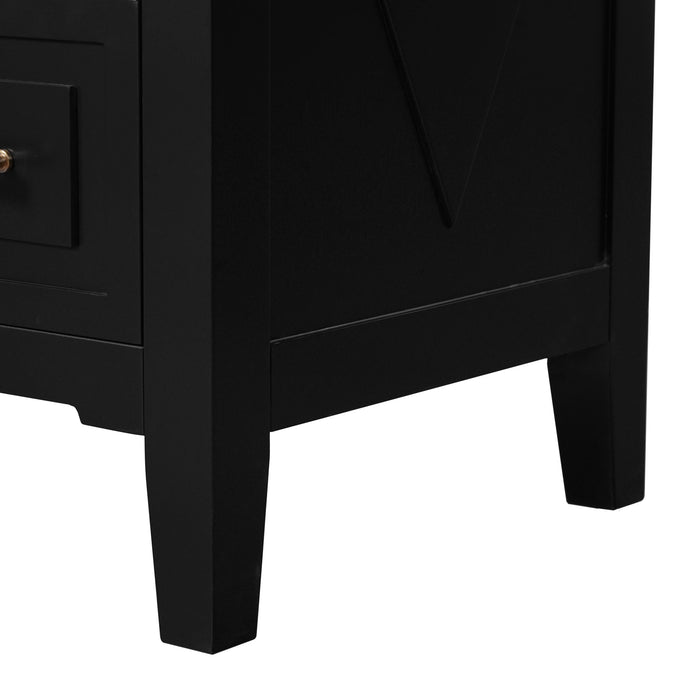 Retro Bathroom Vanity With Sink Combo, Free Standing Single Set With 3 Drawers