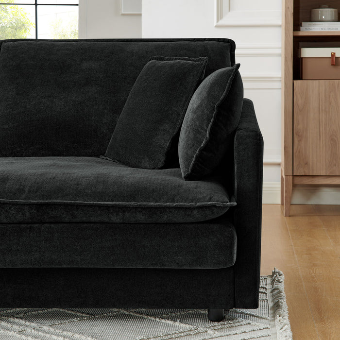 L-Shaped Sectional Sofa With Ottoman, Convertible 4 Seater Couch