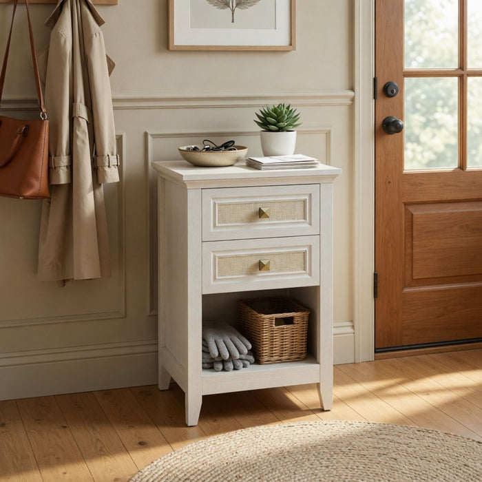 Nightstand With 2 Drawers Bedside Table