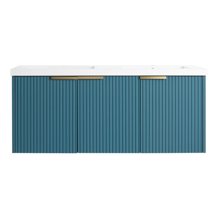 Contemporary Wall Mounted Bathroom Vanity With Resin Double Sink