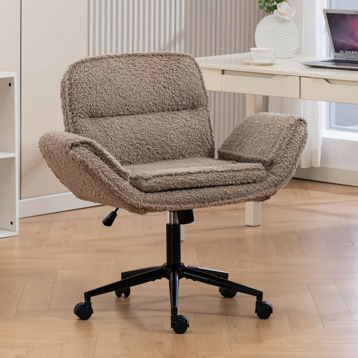 Criss Cross Swivel Desk Chair With Adjustable Armrests & Wheels For Home Office