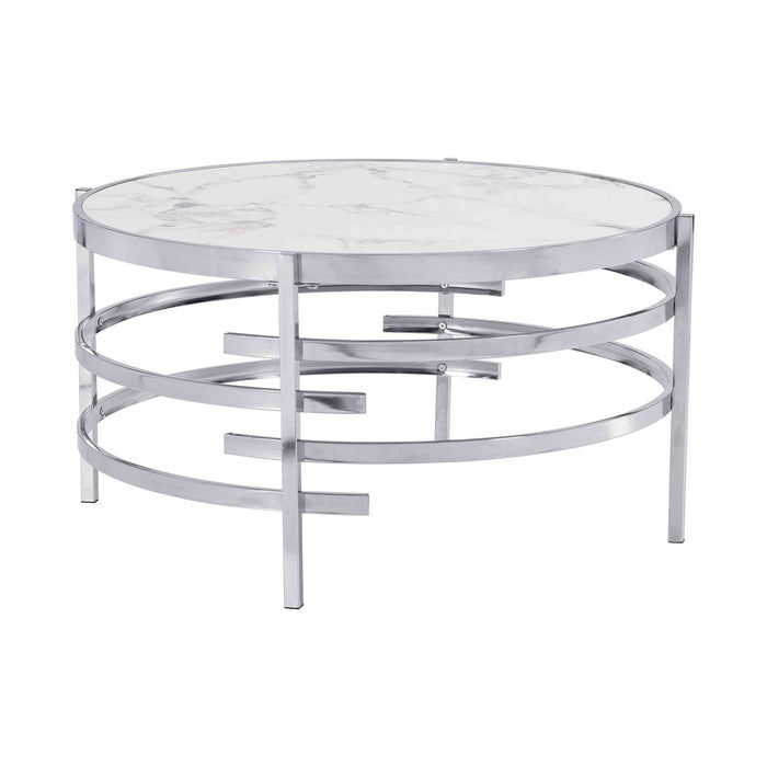 Elegant Round Table With Sintered Stone Top & Sturdy Metal Frame