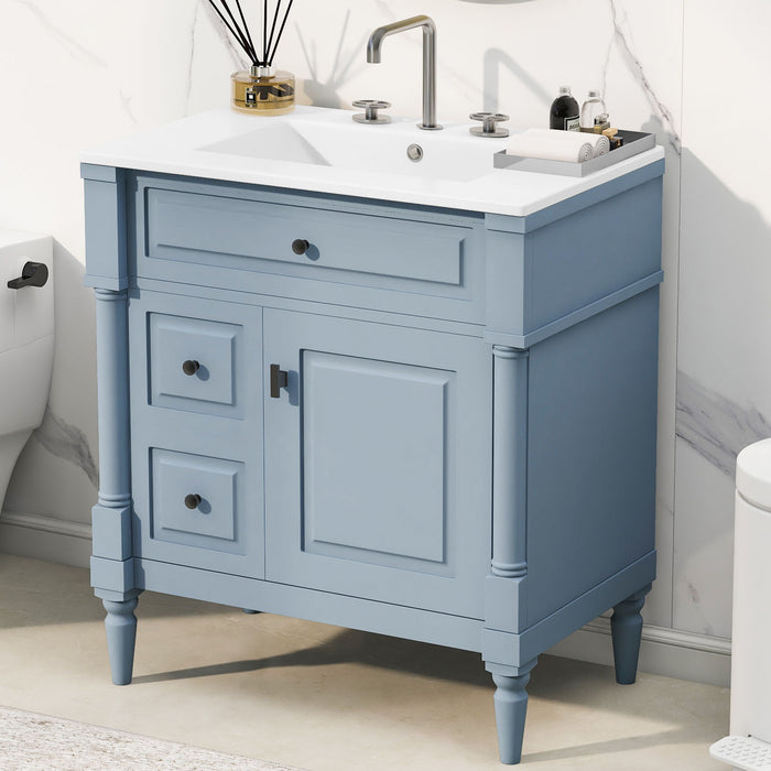 Modern Bathroom Vanity With Sink, Freestanding Cabinet With Flip Drawer & Adjustable Shelf