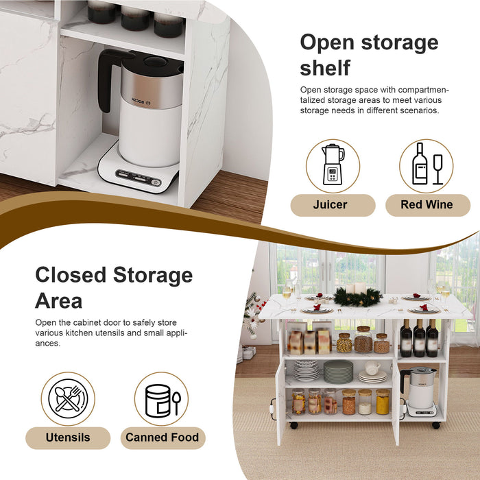 Multi Functional Folding Table With Storage Shelves And Wheels