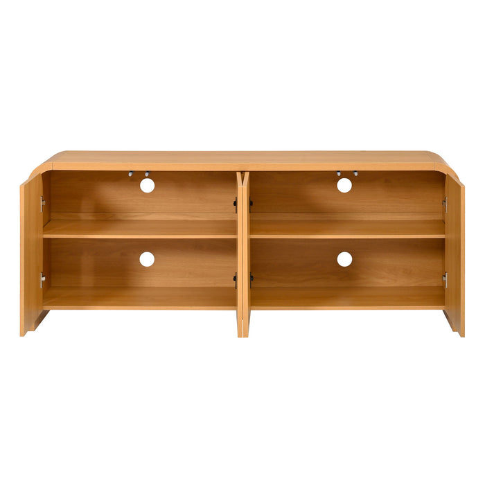 Curved Edge TV Stand With Large Cabinets