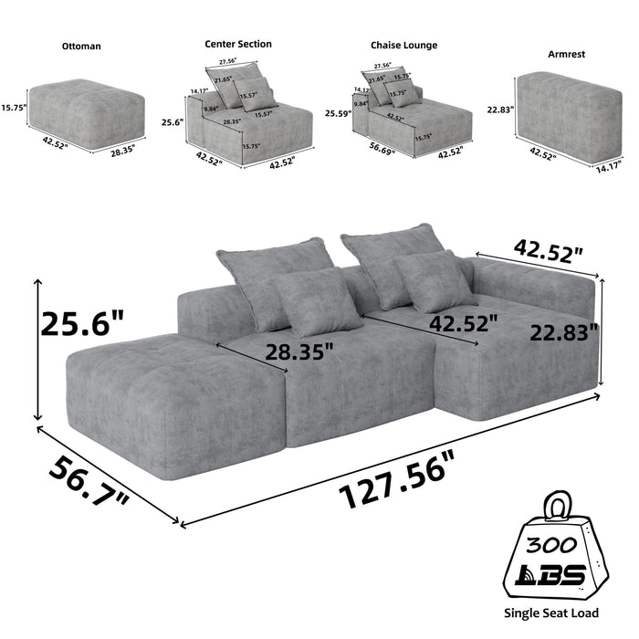 Modern Oversized Diy Combination, Modular Sectional Sofa With Pillows