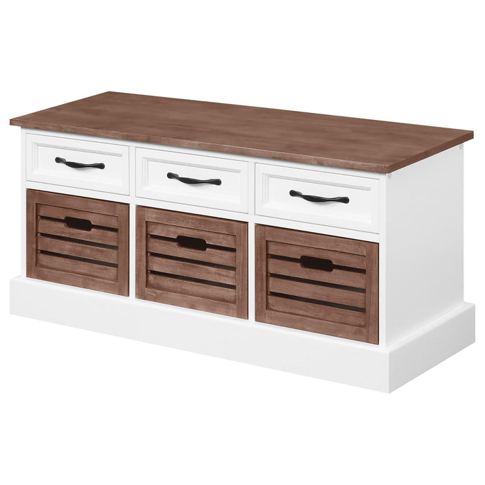 3 Drawer Storage Bench With Removable Baskets - Brown