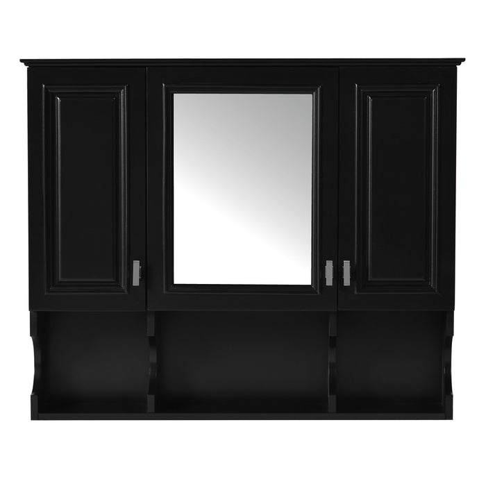 Wall Mounted Bathroom Medicine Wall Cabinet With Mirror & Open Shelves