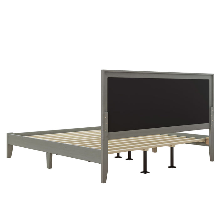 Mid Century Modern Platform Bed With Upholstered Headboard
