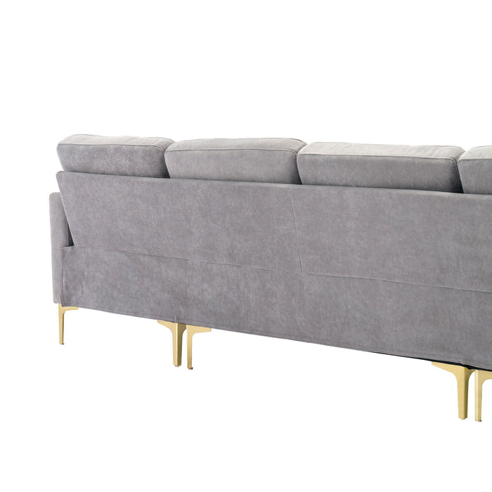 Modern L - Shape Convertible Sectional Sofa With Movable Ottoman