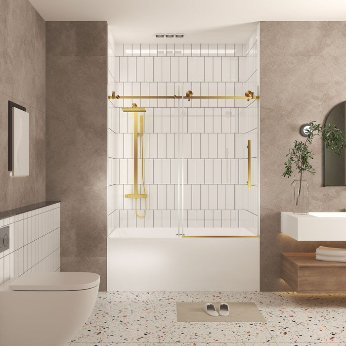 Frameless Shower Door, Smooth Sliding Tracks
