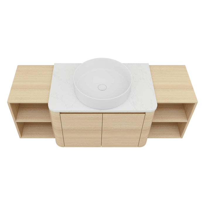 Mounted Bathroom Vanity With Art Sink, 2 Storage Shelves, Soft Close Door