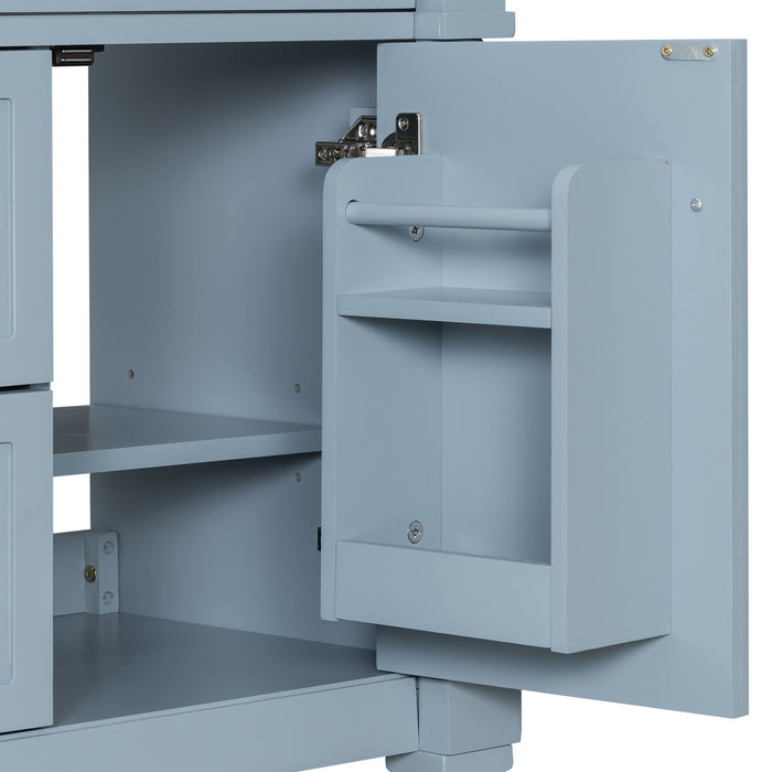 Freestanding Bathroom Vanity With Sink, Adjustable Shelf & Flip Drawer