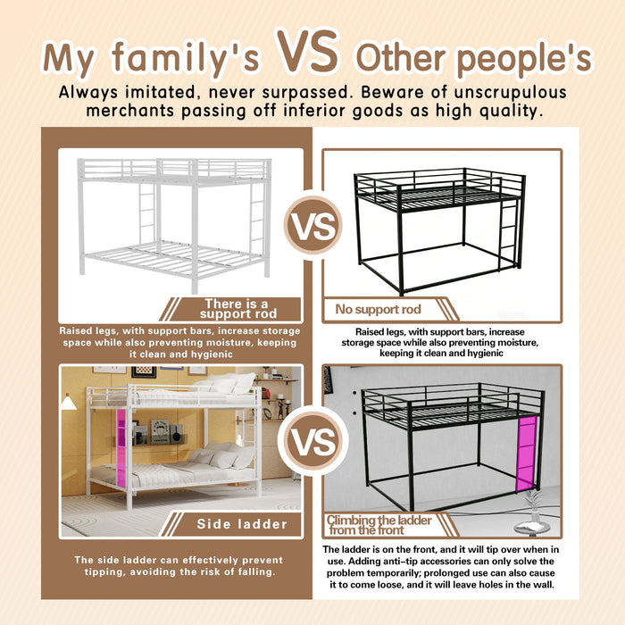 Bunk Bed For Kids, Convertible Frame With Ladders & Guardrail