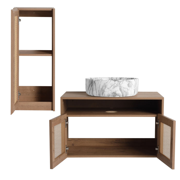Bathroom Vanity & Art Sink And Side Cabinet, Float Mounting Design